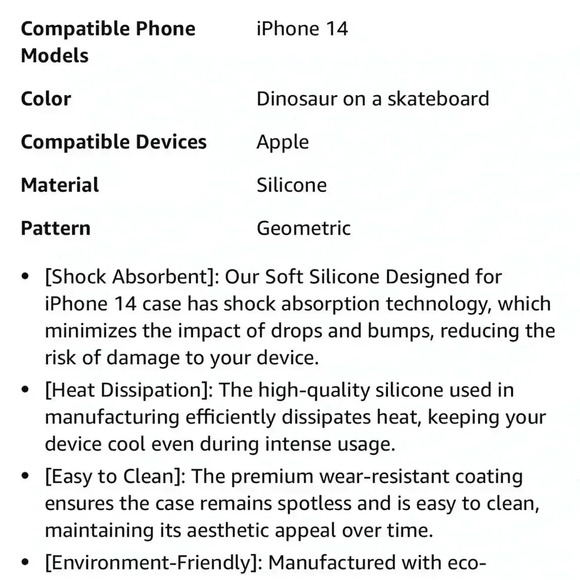 IPhone 14 Case dinosaur on a skateboard. Shock proof. - Picture 2 of 4